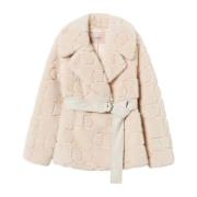 Twinset Stilig Fuskpälsjacka Beige, Dam