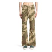 Kapital Regn Camo Flared Skinny Jeans Green, Herr