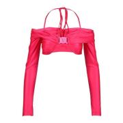 Versace Jeans Couture Elegant Topp med Stretchigt Tyg Pink, Dam