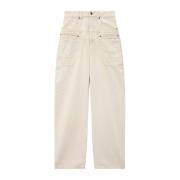 Isabel Marant Löst Passform Ecru Denim Jeans Beige, Herr