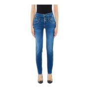 Liu Jo Hög Midja Skinny Bottom-Up Jeans Blue, Dam