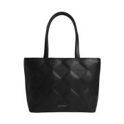 Calvin Klein Svart Diamantquiltad Shopper Handväska Black, Dam