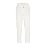 Brunello Cucinelli Vit bomullsstretchjoggingbyxor White, Dam