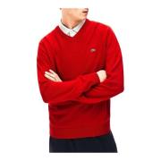 Lacoste Röd V-ringad Pullover Red, Herr