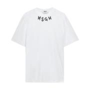 Msgm Bomull T-shirt med unik design White, Herr