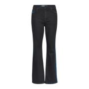 Gestuz Högmidjade straight leg jeans med ränder Black, Dam