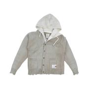 Mihara Yasuhiro Vintage Blekt Stickad Huva Pullover Gray, Herr