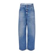 MM6 Maison Margiela Blå Denim Knappgylf Byxor Blue, Dam