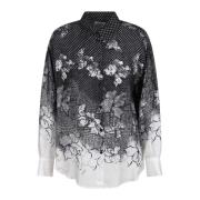 Ermanno Scervino Blommig skjorta med spets-effekt Black, Dam