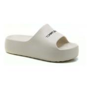 Tommy Jeans Chunky Flatform Slide Flip-flops Beige, Dam