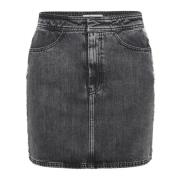 Gestuz Denim Kort Kjol med Silver Nitar Gray, Dam