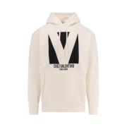 Valentino Bomullsweatshirt med tryck och huva Beige, Herr