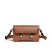 Marni Studded Läder Crossbody Väska Brown, Dam