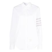 Thom Browne 4-Randig Poplin Punkt Krage Skjorta White, Dam