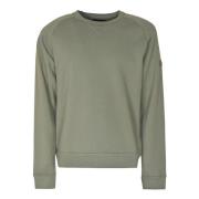 Fay Militärstil bomullsweatshirt med V-infällning Green, Herr