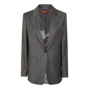 Max Mara Studio Grå Pinstripe Flanell Stretch Blazer Gray, Dam