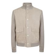 Zanone Beige mocka och stickad jacka Beige, Herr