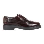 Tod's Burgundy Läder Derby Skor Gummisula Brown, Dam