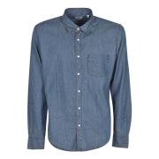 Aspesi Blå Chambray Button-Up Skjorta Blue, Herr