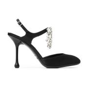 Jimmy Choo Svart Slingback Pumps med Kristall Black, Dam