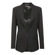 Alberta Ferretti Svart Cadì Blazer med Reverskrage Black, Dam