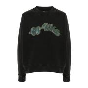 Off White Svart Logosweatshirt Rund Hals Black, Herr