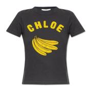 Chloé T-shirt med tryck Gray, Dam