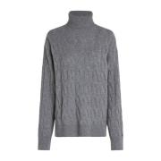 Tommy Hilfiger Flätad polotröja Gray, Dam