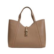 Furla Beige Läderhandväska med Snygg Design Beige, Dam