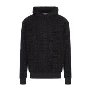 Philipp Plein Svart Hexagon Mönster Hoodie Tröja Black, Herr