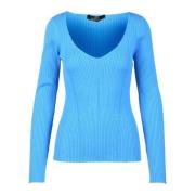 Twinset Avslappnad Stickad Topp Blue, Dam