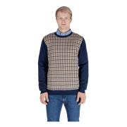 Aquascutum Check Sweater Finezza 12 Macro Club Blue, Herr