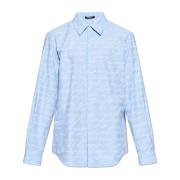 Balmain Skjorta med logotyp Blue, Herr