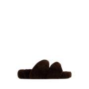 Aquazzura Shearling Twist Slippers Brown, Dam