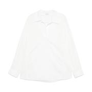 Dries Van Noten Bomull V-ringad Blus med Krage White, Dam