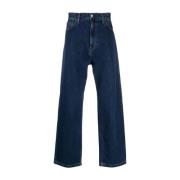 Carhartt Wip Marinblå Denim Wide Leg Byxor Blue, Herr