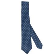 Kiton Handgjord Sidenslips med Sju Veck Blue, Herr