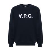 A.p.c. Standard Flocked Logo Sweatshirt Blue, Dam