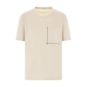 Brunello Cucinelli Beige Bomull T-shirt med Ficka Beige, Dam