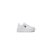 Tommy Jeans Lädersneakers med 4 cm klack White, Dam