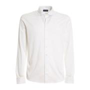 Paolo Fiorillo Capri Vit Bomull Jersey Skjorta Mode Fit White, Herr