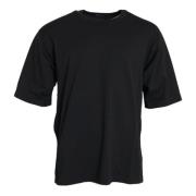 Dolce & Gabbana Svart Logotyp Präglad Rundhalsad T-shirt Black, Herr