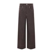 Brunello Cucinelli Brun Flare Jeans med Kontrastsömmar Brown, Dam