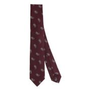 Barba Kashmir Sidenslips med 7 Veck Red, Herr