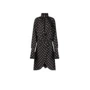 Nina Ricci Polka Dot High Neck Midi Klänning Black, Dam