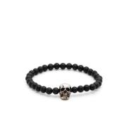 Alexander McQueen Svart Skull Pärlstretcharmband Black, Herr