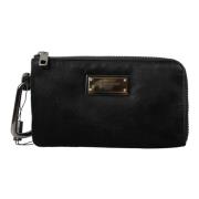 Dolce & Gabbana Svart Nylon Logo Plaque Nyckelring Väska Clutch Black,...