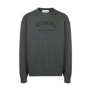 Iceberg Sweatshirt med rund hals och logotyp Gray, Herr