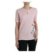 Dolce & Gabbana Elegant blommig bomullst-shirt Pink, Dam