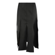 Comme des Garçons Svart Rå Stoff Panel Midi Kjol Black, Dam